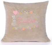 Poduszka z dowolnym imieniem dla dziecka królik serduszko haft prezent