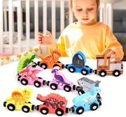 Pociąg drewniany dinozaury magnetyczny bezpieczny Dzień Dziecka Prezent