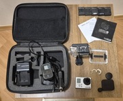Kamera GoPro Hero 3 black,  obudowa,pilot,ładowarka,etui,5 baterii, osłony