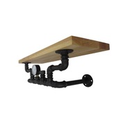 Półka z rur hydraulicznych z zegarem manometrem loft industrialna dębowa