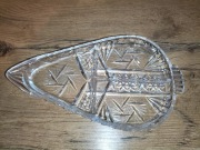 PATERKA/PÓŁMISEK LIŚĆ trójdzielna - ORYGINALNY ZABYTEK - KRYSZTAŁ ozdobny