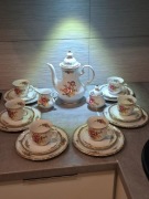Serwis kawowy Bawaria porcelana ręcznie malowany złocenia