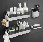 Stojak pod Prysznic Bez Wiercenia z Paseczkami na pojemniki