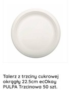 Talerz z trzciny cukrowej 22.5 cm 50 szt NOWE