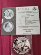 Panda 2008 Fabulous z certyfikatem 1 oz Ag 999 srebrna moneta uncja 