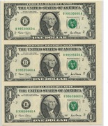 1 dolar, arkusz z trzech sztuk 2001r