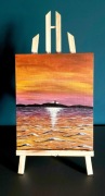 Obraz akrylowy Zachód Słońca Morze Latarnia 24x30 Rękodzieło