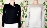 Sweterek z asymetrycznym dekoltem + biała bluzka gratis L-XL (40-42)