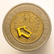 5 ZŁOTYCH 2016 MONETA [ nr 135 ] > DESTRUKT > DUŻA NADLEWKA NA ORLE