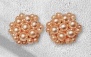 Kolczyki klipsy vintage PRL perłowe kuleczki, retro biżuteria z dawnych lat