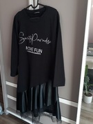 Czarna sukienka z długim rękawem z tiulem rozmiar M/L sukienka na jesień 