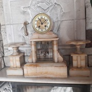 Sprawny zegar marmurowy BROCOT kominkowy=wahadło rtęciowe