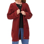 Kardigan z Długimi Rękawem Kieszenienie 110burgund