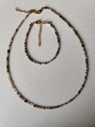 Zestaw naszyjnik i bransoletka turmalin kolorowy 