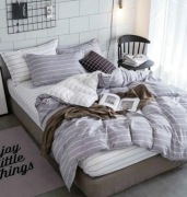 POŚCIEL160x200 satyna bawełniana szaro - biała