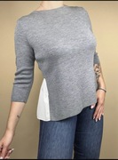 COS Bluzka sweter rekaw 3/4 damski szary wełna 100% wełniany 34 xs 36 s