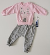 Komplet niemowlęcy kotek RÓŻ 80 DRESIK BAWEŁNA 