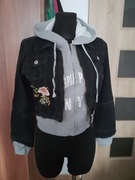 Kurtka jeansowa z bluzą z kapturem 