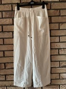 Zara S 36 beżowe spodnie capri cargo viscoza z gumką