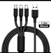 KABEL 3w1 Z KOŃCÓWKĄ DO IPHONE-MICRO USB- TYP-C 