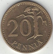 Finlandia 20 pennia 1973 - 22 mm - nr 1