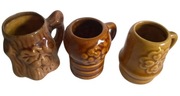 Mini kufle kufelki ceramiczne do wódki 6 cm 50ml zestaw 3 sztuki PRL