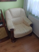 Fotel skórzany ciemny dąb
