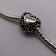 S925 Mommy serce charms koralik srebro do bransoletki