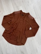 Bluzka brązowa z koronką Made In Italy M 38