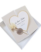 Kartka w pudełku ślub ślubna wesele boho beż beżowa suszone kwiaty