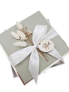 Kartka w pudełku personalizowana I Komunia Święta Komunijna oliwkowa zieleń