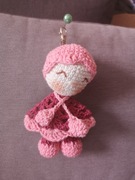 Brelok do torebki kluczy plecaka cudna laleczka różowy i ciemny malinowy 