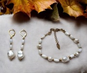 Bransoletka i kolczyki handmade - perły słodkowodne
