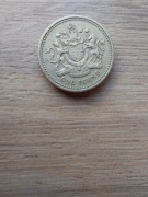 Wielka Brytania one pound 1993 st III Elżbieta II - 3 portret; herb król