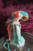 Figurka ceramiczna papugi ary vintage Rumunia papuga ara ceramika