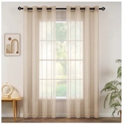 Komplet 2 Firan Firanki Woalowe Beżowe Mocha 140x235cm