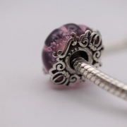 Charms 925 Srebro s925 Fioletowe Szkło Ornament Bead do Bransoletki