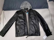 Skórzana kurtka męska Helium z odpinanym kapturem