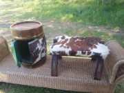 Barek beczka +stołek/ siodło wielbłąda skóra 