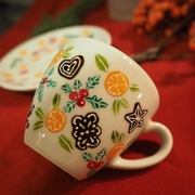 ręcznie malowana świąteczna filiżanka do espresso ze spodkiem 