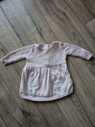 Mothercare sukienka sweterkowa niemowlęca pudrowy róż króliczki 56 