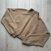 Kawowa beżowa krótka bawełniana bluza damska półgolf bershka S