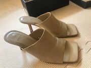Massimo Dutti mule klapki szpilki beż nude 38
