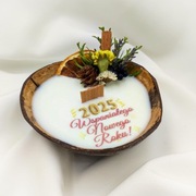 Świeca w kokosie – wyjątkowy prezent sylwestrowy/ Personalizacja