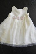 Mothercare - ecru, elegancka sukienka, tiul, różyczki,  9-12 m-cy
