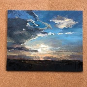 Obraz olejny, 24x30cm, zachód słońca, pejzaż