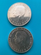 5 koron 1959 Szwecja  Rocznica Konstytucji  Dwie sztuki Ag 0,400 po 18 g