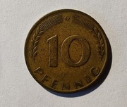 Niemcy 10 fenigów, 1950 r. Znak menniczy „G” - Karlsruhe (S134)