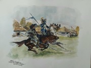 Oryginalna akwarela według obraz Wojciecha Kossaka Ułan walczący z Kozakiem