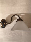 Kinkiet lampa scienna Vintage mosiężne z  kloszem białym   2 szt